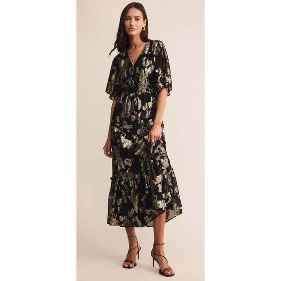NEW Z SUPPLY kiera jacquard maxi dress in black (blk)